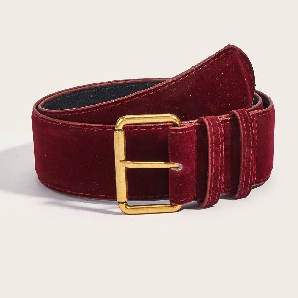 Women's Retro Wide PU Belt – Pin Buckle Waistband | 4.8cm Women's Wide Belt SWANS Red-122cm-