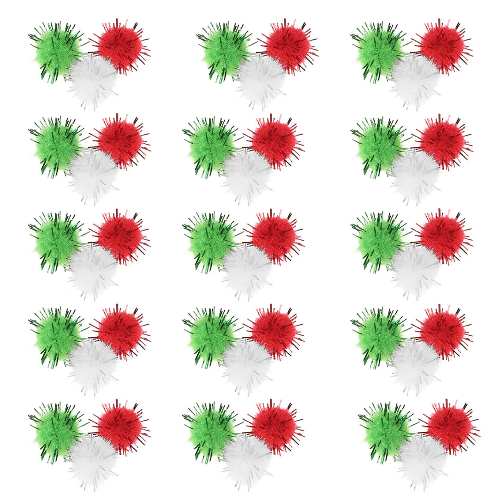 300Pcs Mini Glitter Pom Poms 10mm Red Green White DIY Crafts Craft Pom Poms SWANS