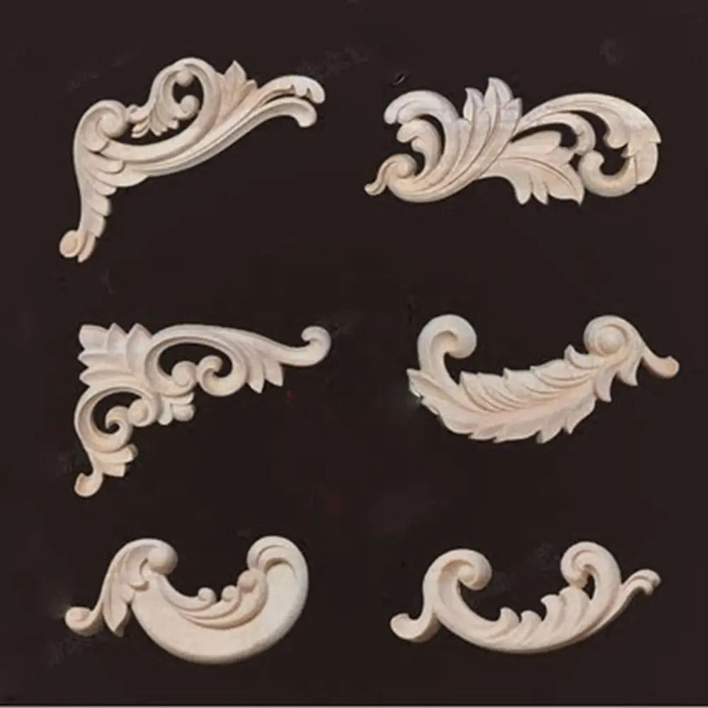 Floral Wood Carved Corner Appliques – Wall & Door Decor Decorative Wood Applique SWANS