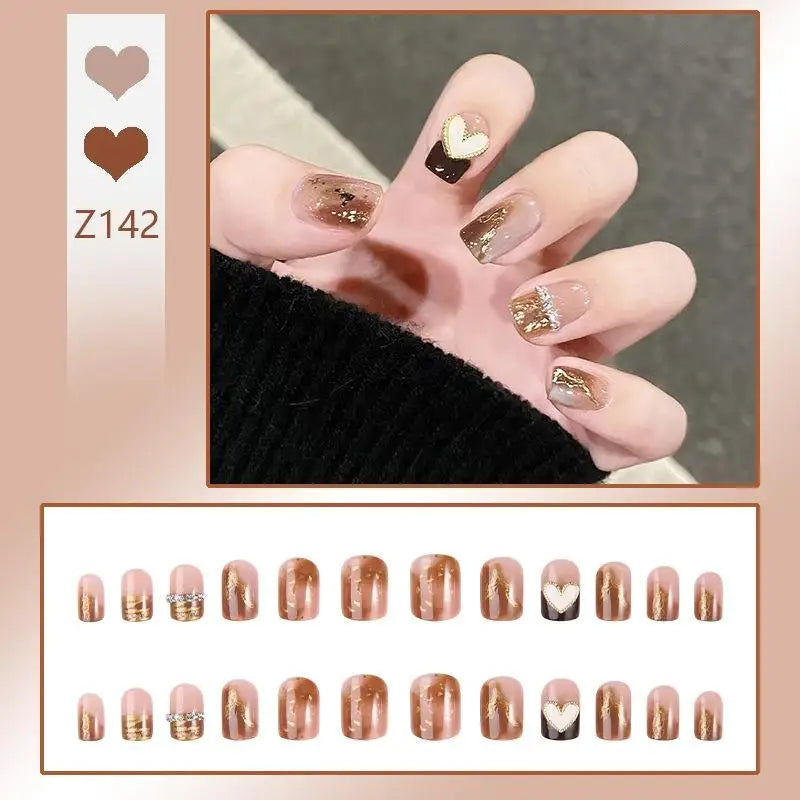Press-On French Tip Acrylic Nails – 24pc Short Fake Nail Set Press-On Nail Set SWANS Z142