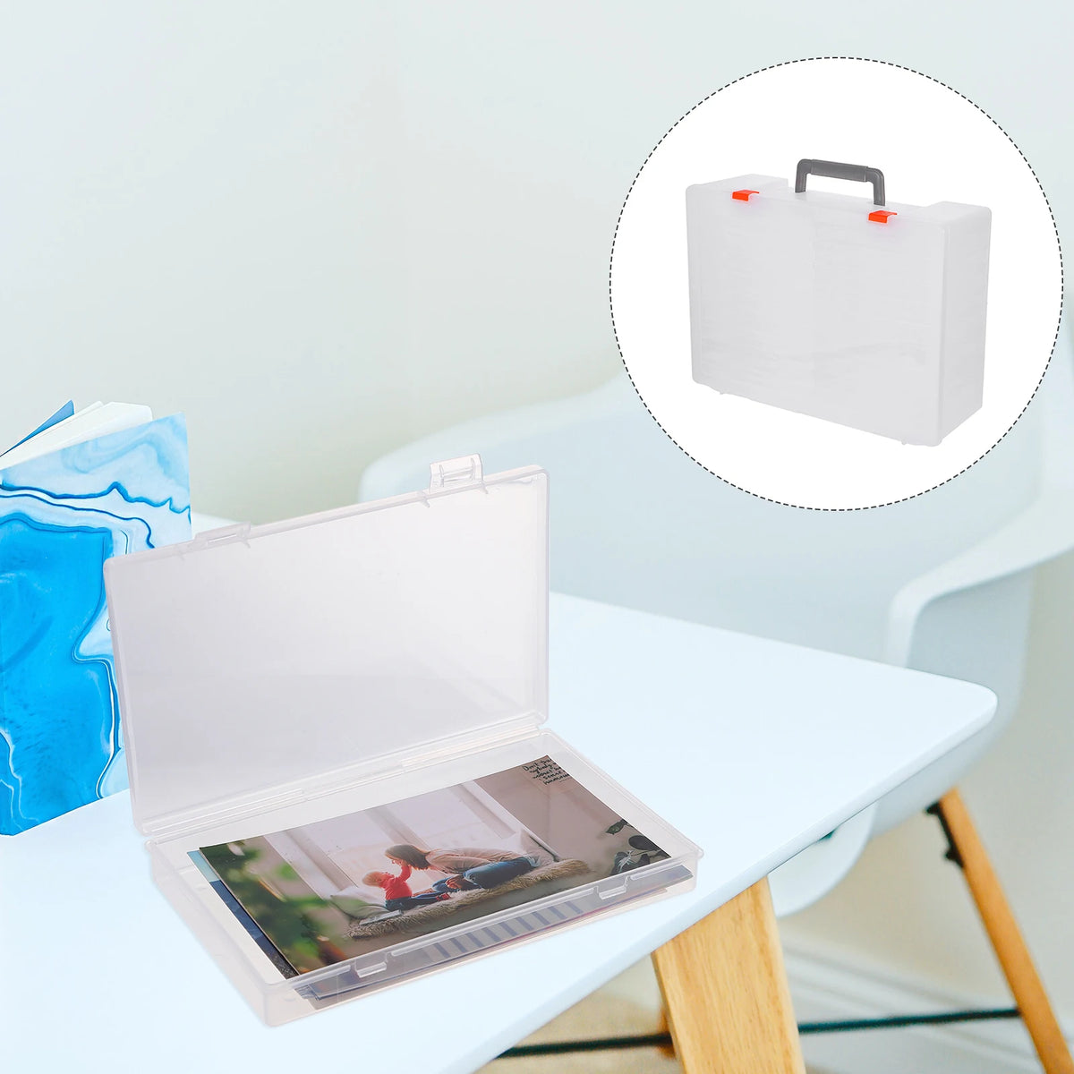 Photo Storage Box Organizer – 18-Case Set with Foldable Handle Photo Storage Organizer SWANS