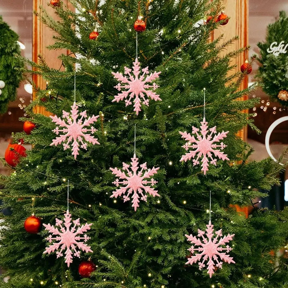 6-Pack 3D Snowflake Christmas Tree Ornaments – Glossy Shimmer Christmas Tree Ornaments SWANS