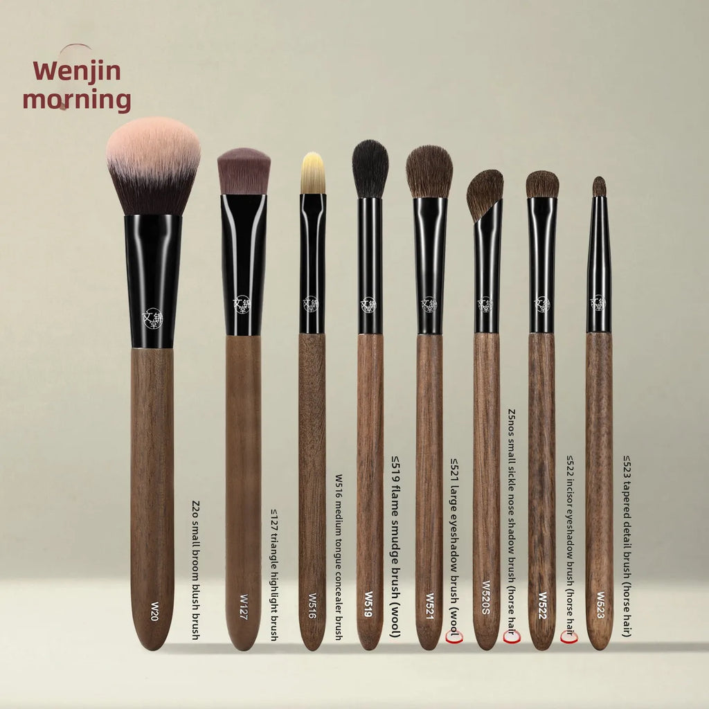 Walnut Wood 8-Piece Animal Hair Makeup Brush Set Makeup Brush Set SWANS