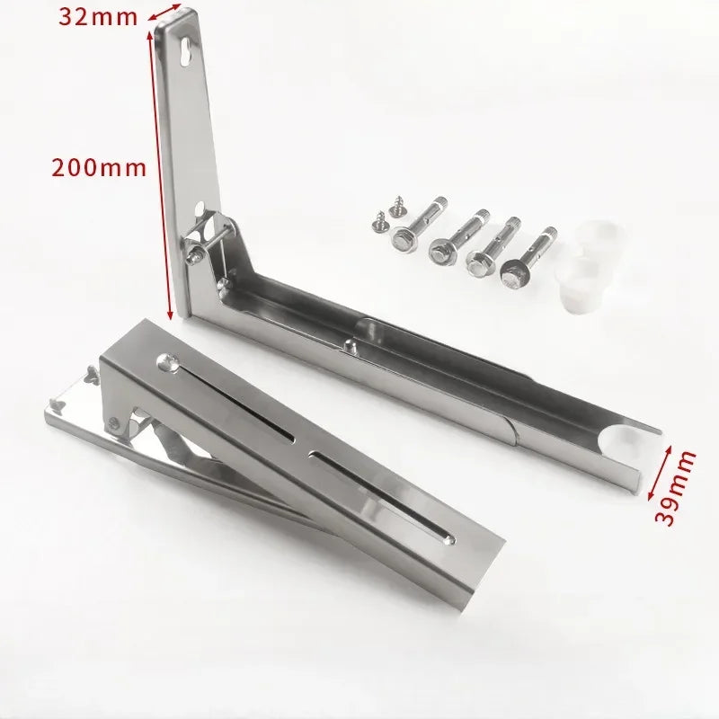 Stainless Steel Foldable Microwave Shelf Rack – Adjustable Wall Mount Kitchen Shelf Rack SWANS silver