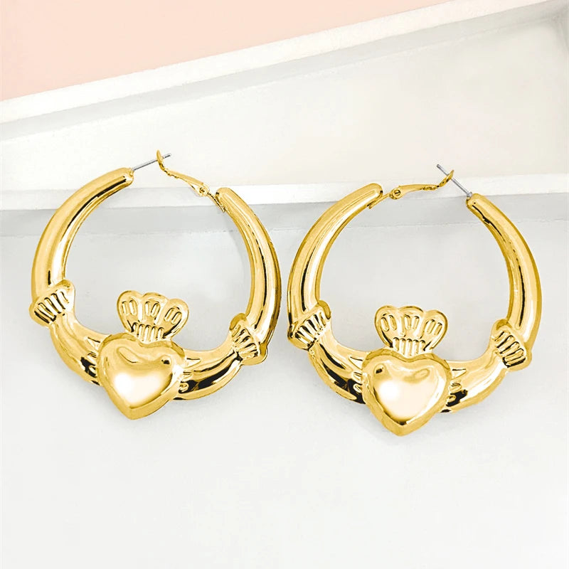 Heart Hoop Earrings for Women – Trendy Zinc Alloy Fashion Jewelry Hoop Earrings SWANS A1