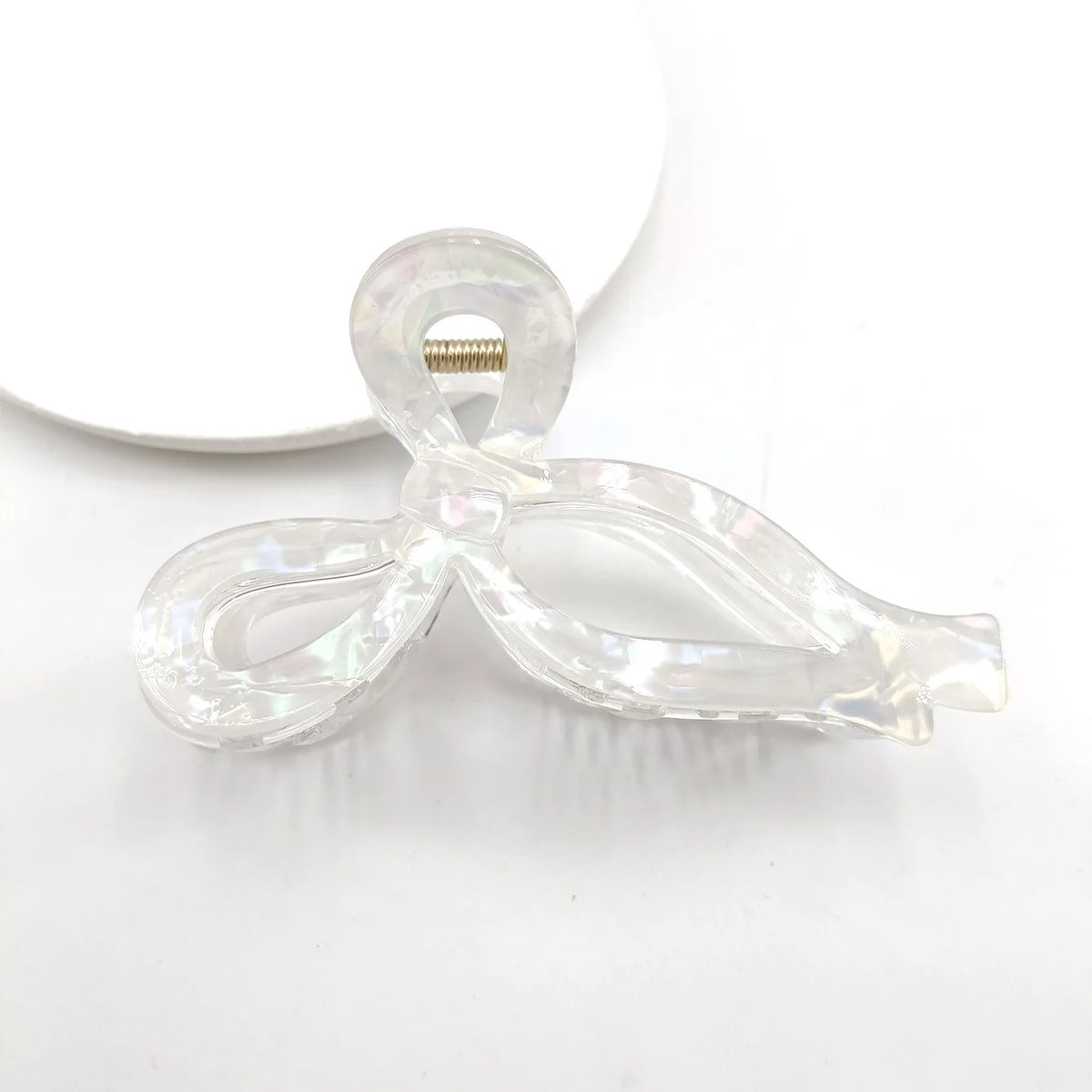 Women's Bow Hair Claw Clip – Acetate Luxury Headdress Bow Hair Claw Clip SWANS White
