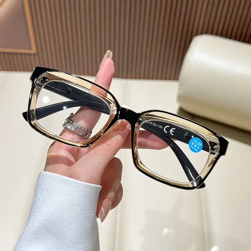 Vintage Square Anti Blue Light Reading Glasses +1.0–4.0 | TOYEARN Reading Glasses SWANS +300 Tea Black