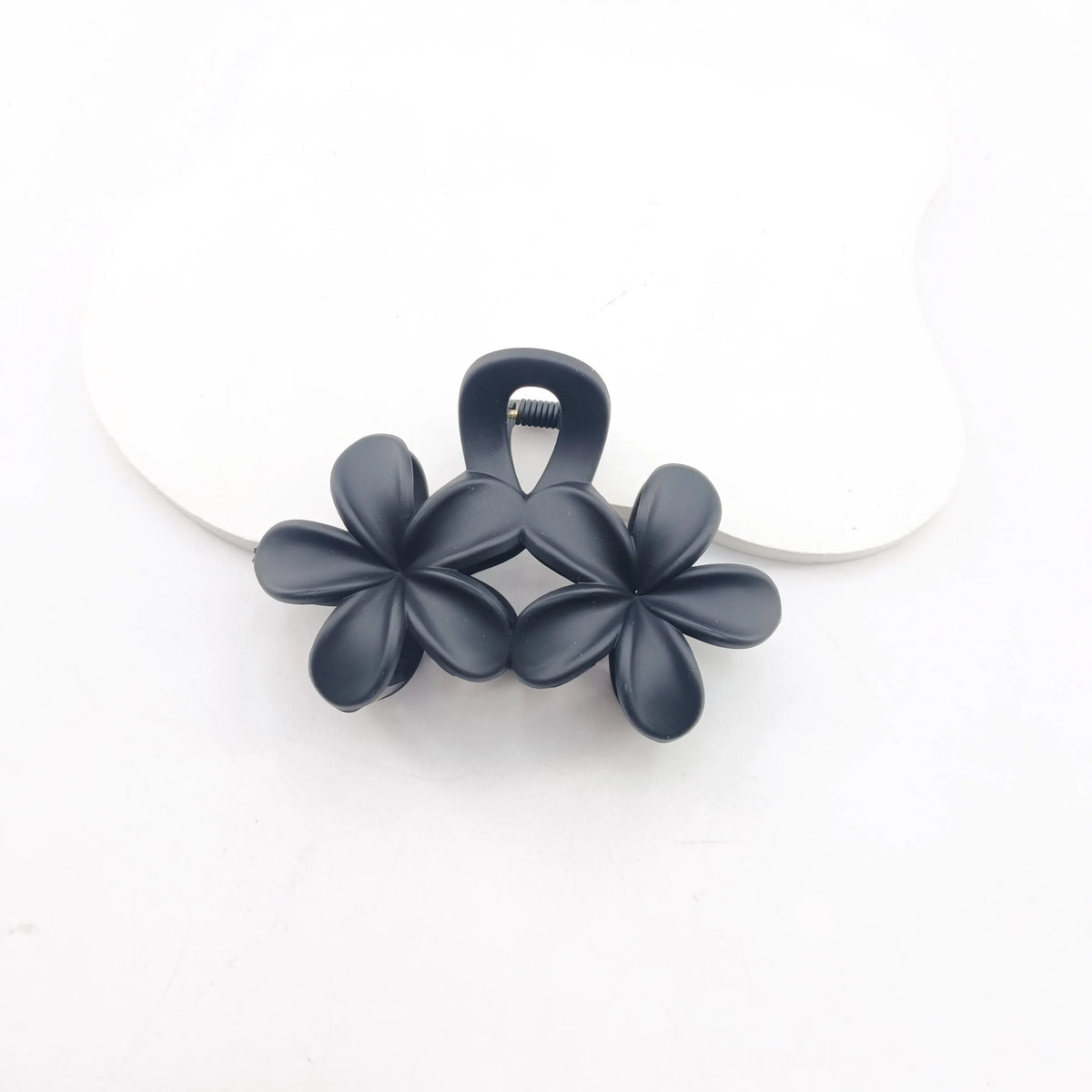 Flower Hair Claw Clips – Non-Slip Matte Plumeria 1-2 Pack Flower Hair Claw Clip SWANS Black