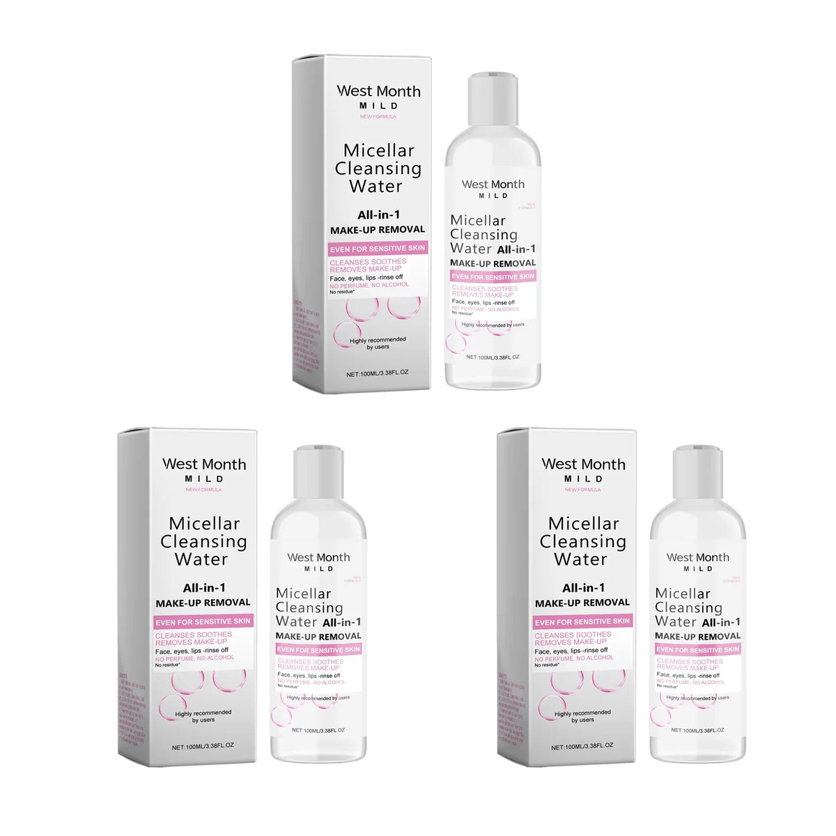 WEST MONTH Micellar Water Makeup Remover 100ml – Face Cleanser Micellar Cleansing Water SWANS 300ml boxed