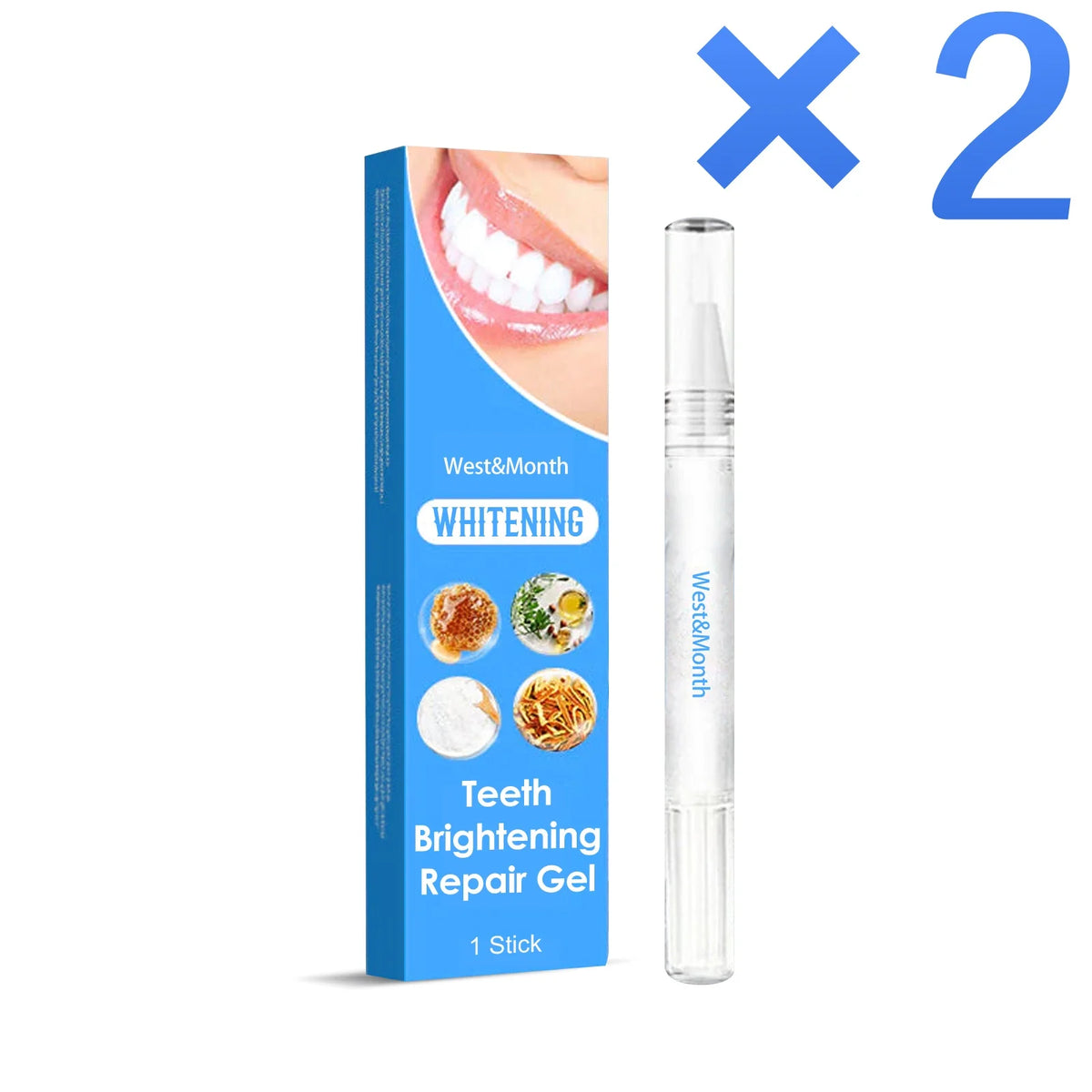 WEST MONTH Teeth Whitening Gel Pen – Natural Stain Removal Teeth Whitening Pen SWANS 2pc in boxed