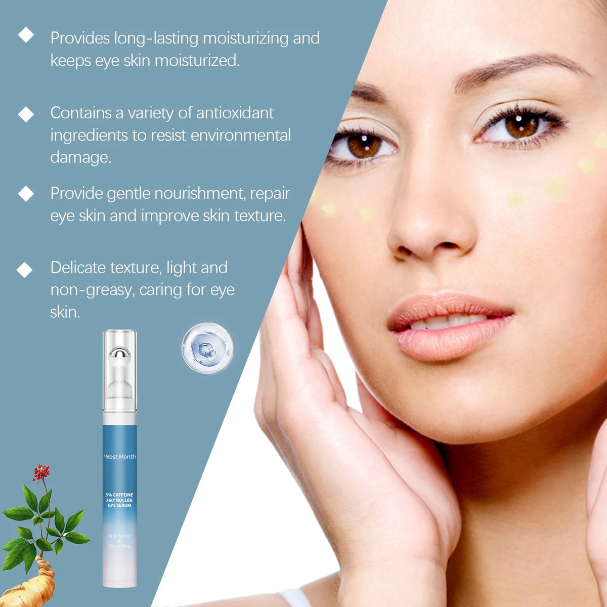 West&Month Eye Serum Roller Ball – Korean Skincare 15/30ml Eye Serum Roller SWANS