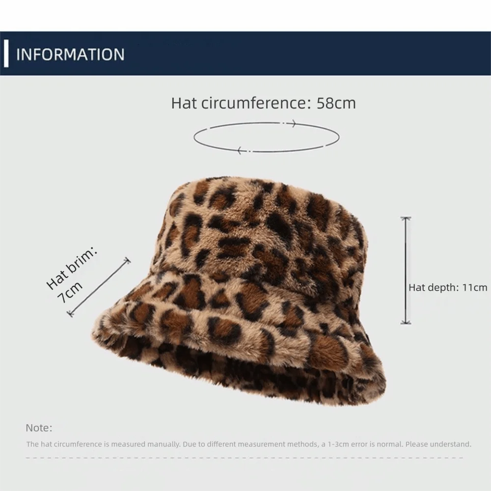 Leopard Print Winter Bucket Hat – Warm Soft Fisherman Hat Winter Bucket Hat SWANS