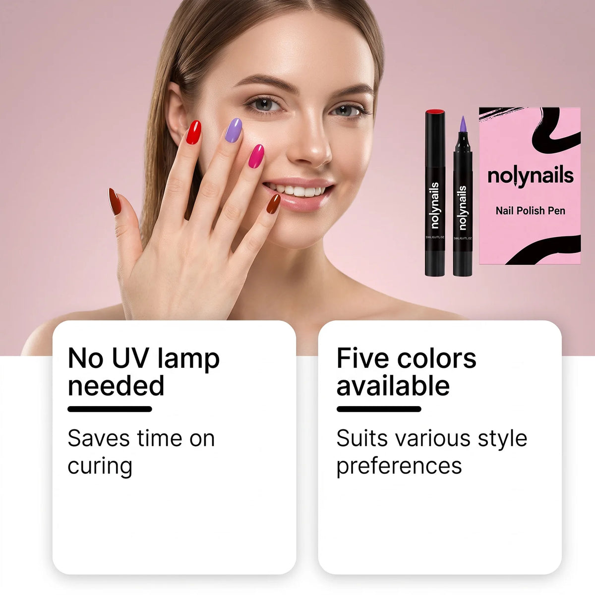 OceAura 5-Color Gel Nail Polish Pen Set – Quick Dry No UV Gel Nail Polish Set SWANS
