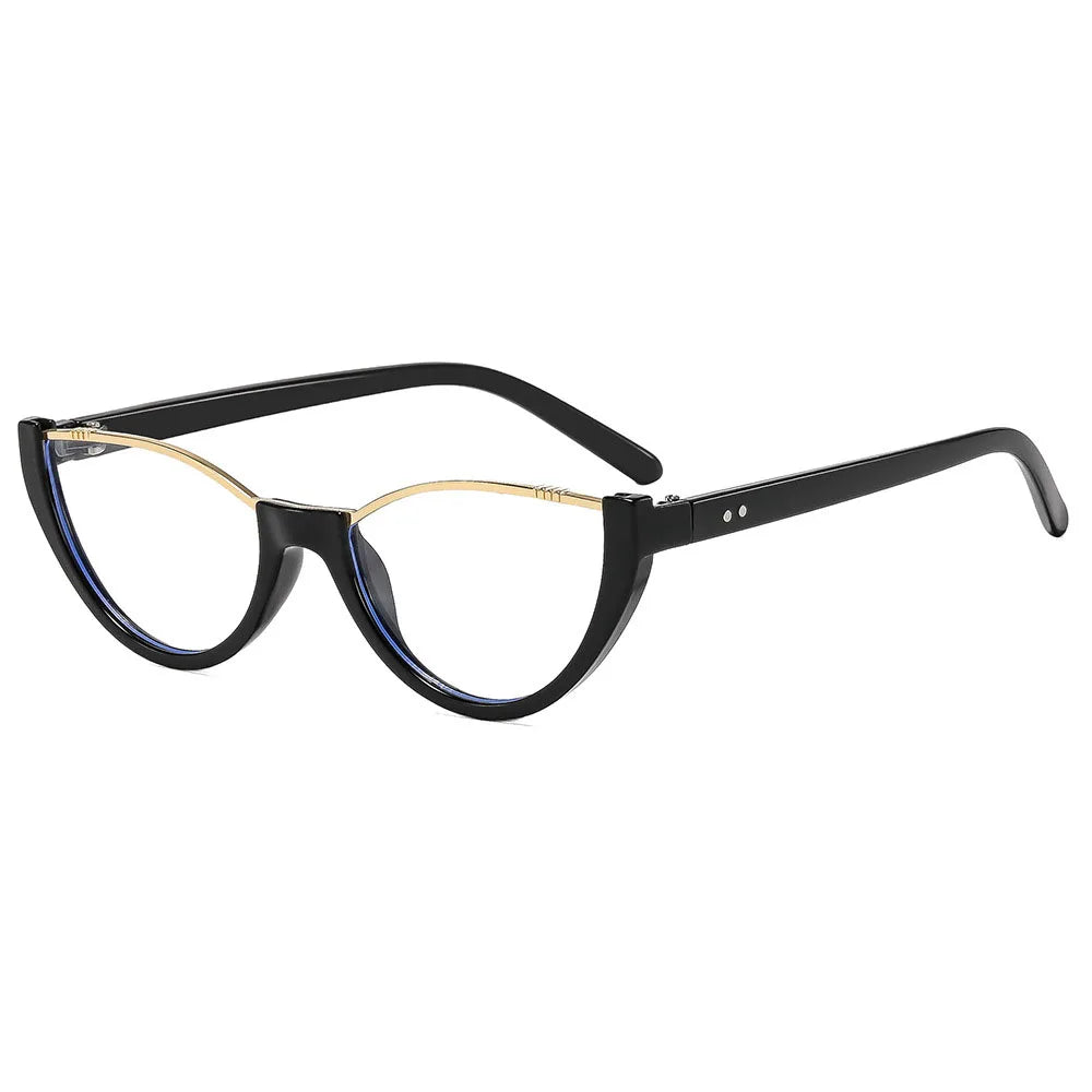 Y2K Cat Eye Half Frame Sunglasses UV400 Unisex Vintage Cat Eye Sunglasses SWANS Black Clear As the photo