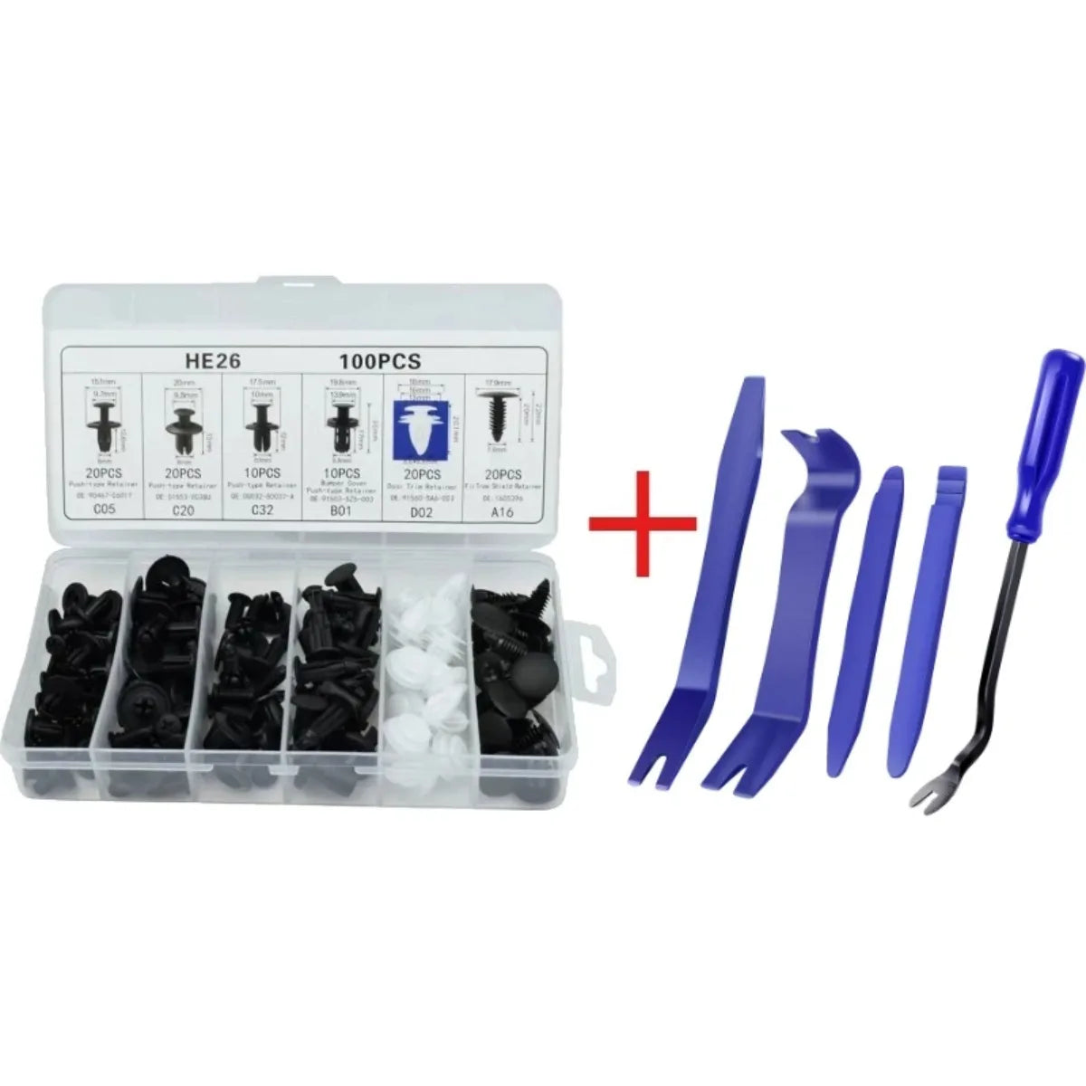 Car Interior Trim Removal Tool Kit – Dash & Stereo Panel Set Auto Trim Tool Kit SWANS 105pcs-blue