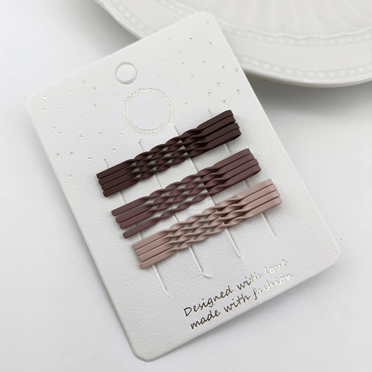 12-Pack Milk Tea Gradient Bobby Pins – Matte Alloy Hair Clips Hair Barrettes SWANS 12 PCS NC