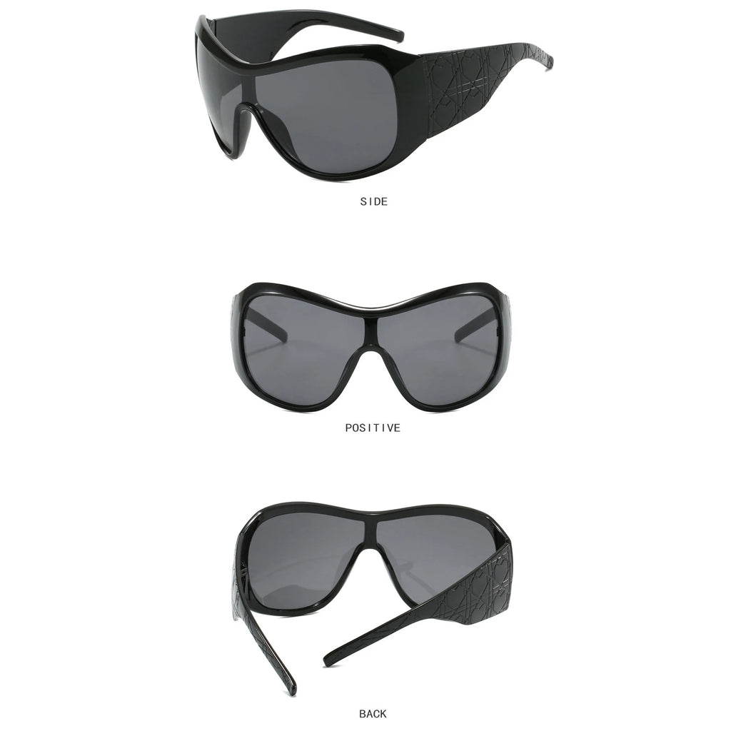 TOYEARN Y2K Big Frame Sunglasses UV400 Punk Vintage Style Fashion Sunglasses SWANS