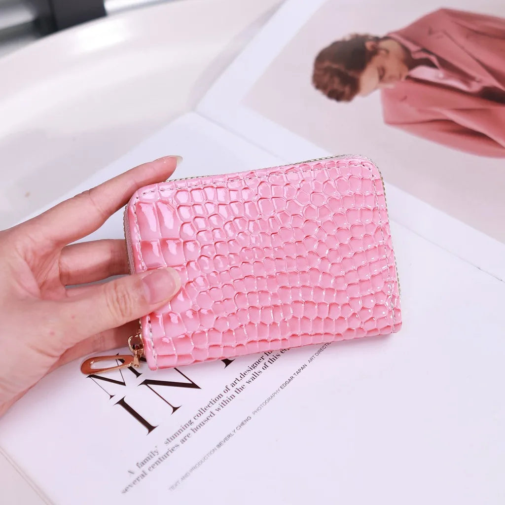 Zipper Accordion Coin Purse & Multi-Slot Card Holder – PU Accordion Coin Purse SWANS Pink