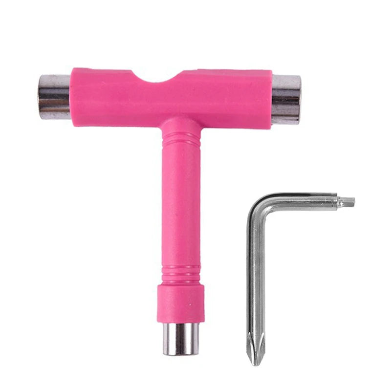 Skateboard T-Tool Multi-Function Wrench, Allen Key & Screwdriver Skateboard Tool SWANS Pink