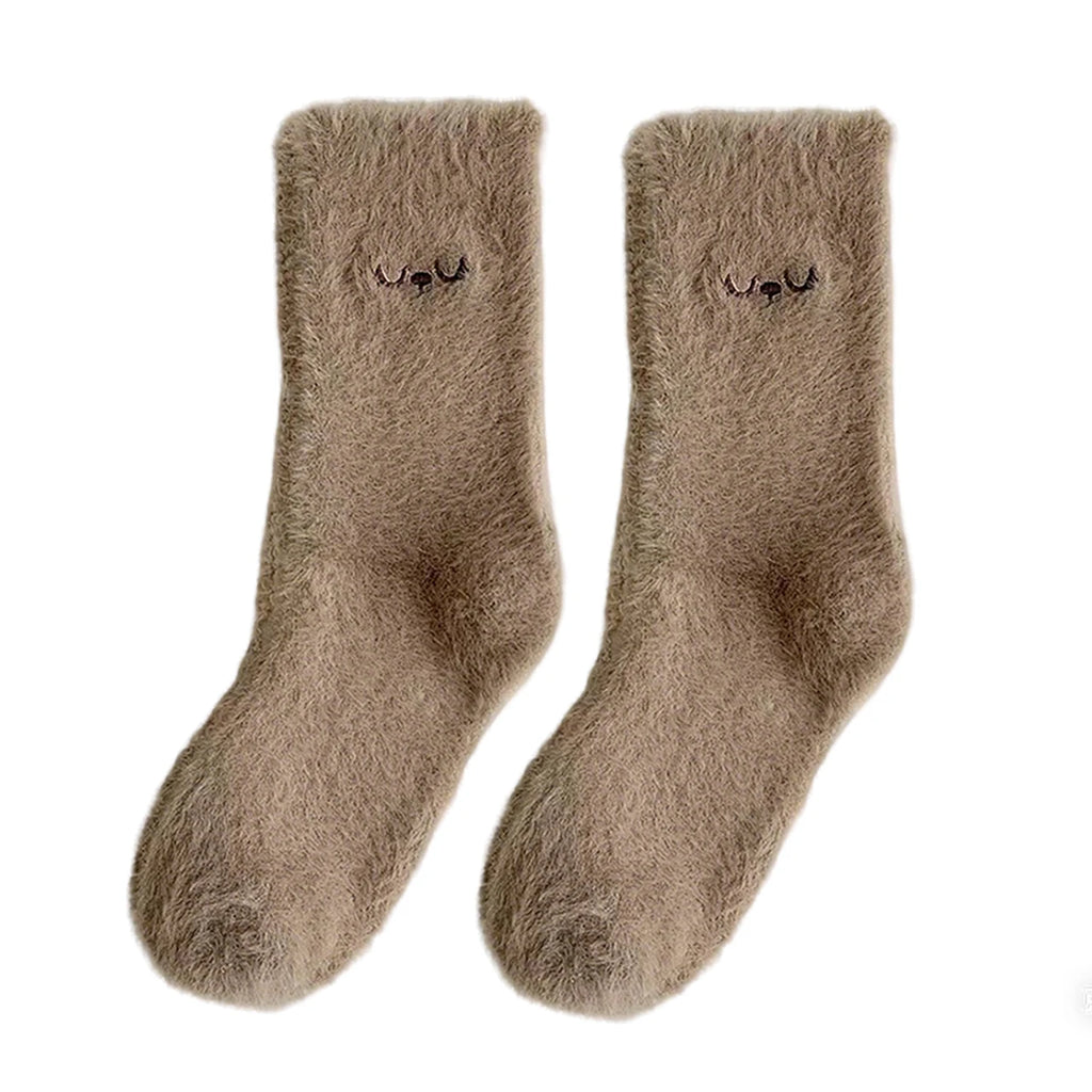 Women's Thick Plush Faux Mink Fur Socks – Cozy Winter Floor Socks Plush Winter Socks SWANS