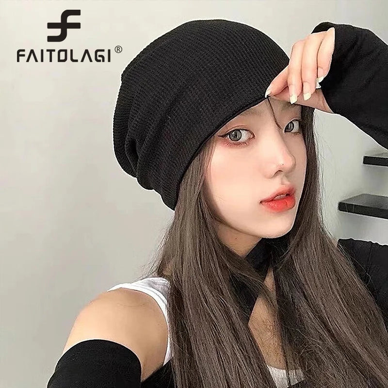 Unisex Solid Knit Beanie – Warm Elastic Pullover Cap Knit Beanie Hat SWANS
