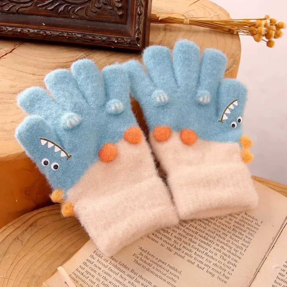 Thickened Winter Toddler Gloves – Warm Five-Finger Kids Gloves Kids Winter Gloves SWANS Style 3