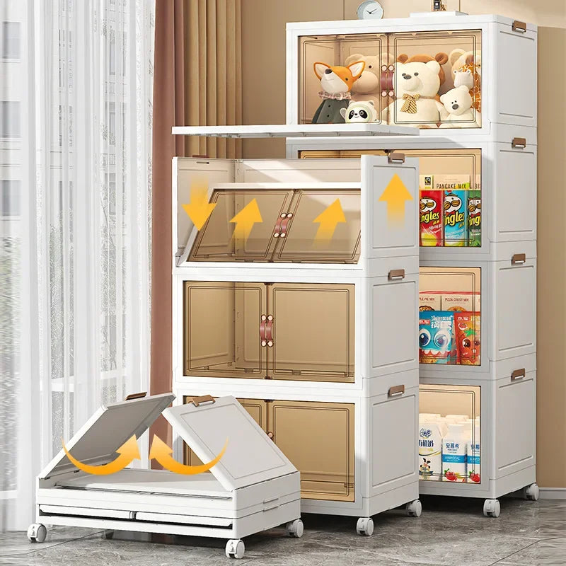 Multi-Layer Folding Storage Box Organizer with Wheels 12L Folding Storage Organizer SWANS
