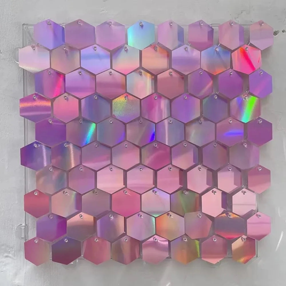 Glitter Sequin Backdrop Hexagon Panel – Silver & Gold 30x30cm Party Backdrop Panel SWANS