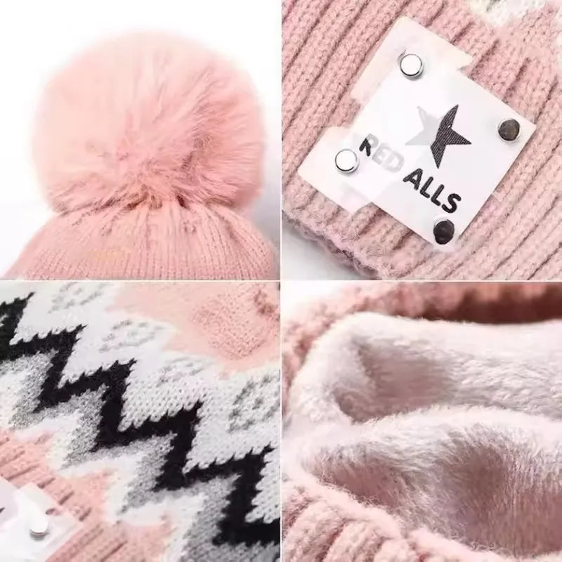 Fleece-Lined Beanie & Neck Warmer Set – Winter Knit Hat Combo Winter Hat Set SWANS