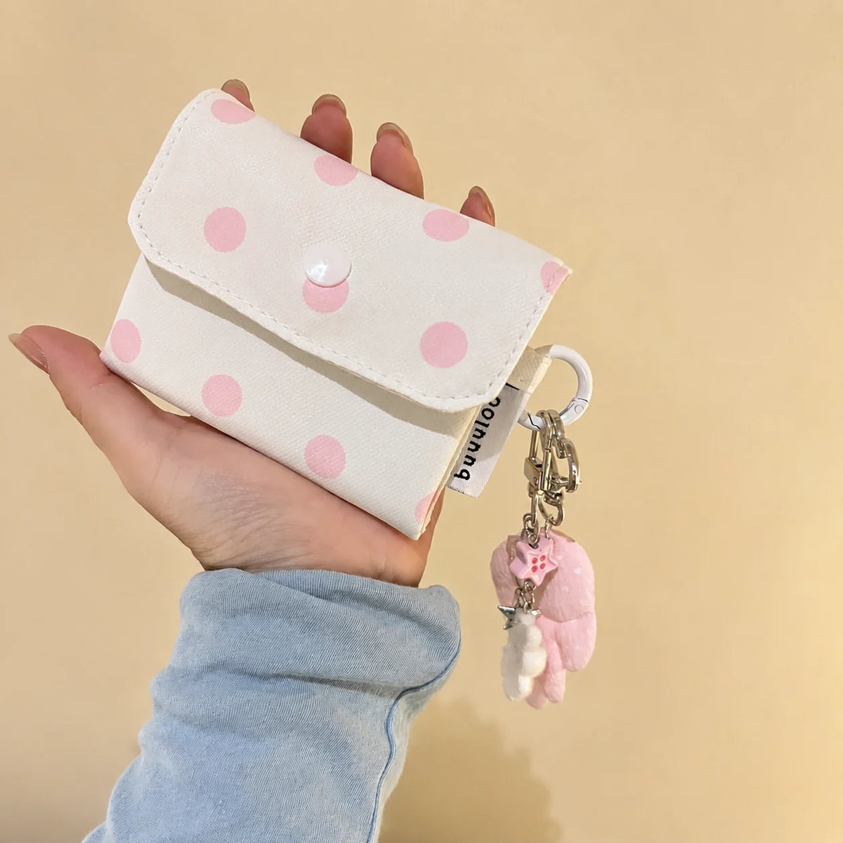 Tri-Fold Canvas Coin Purse & Card Holder with Charm Coin Purse Wallet SWANS