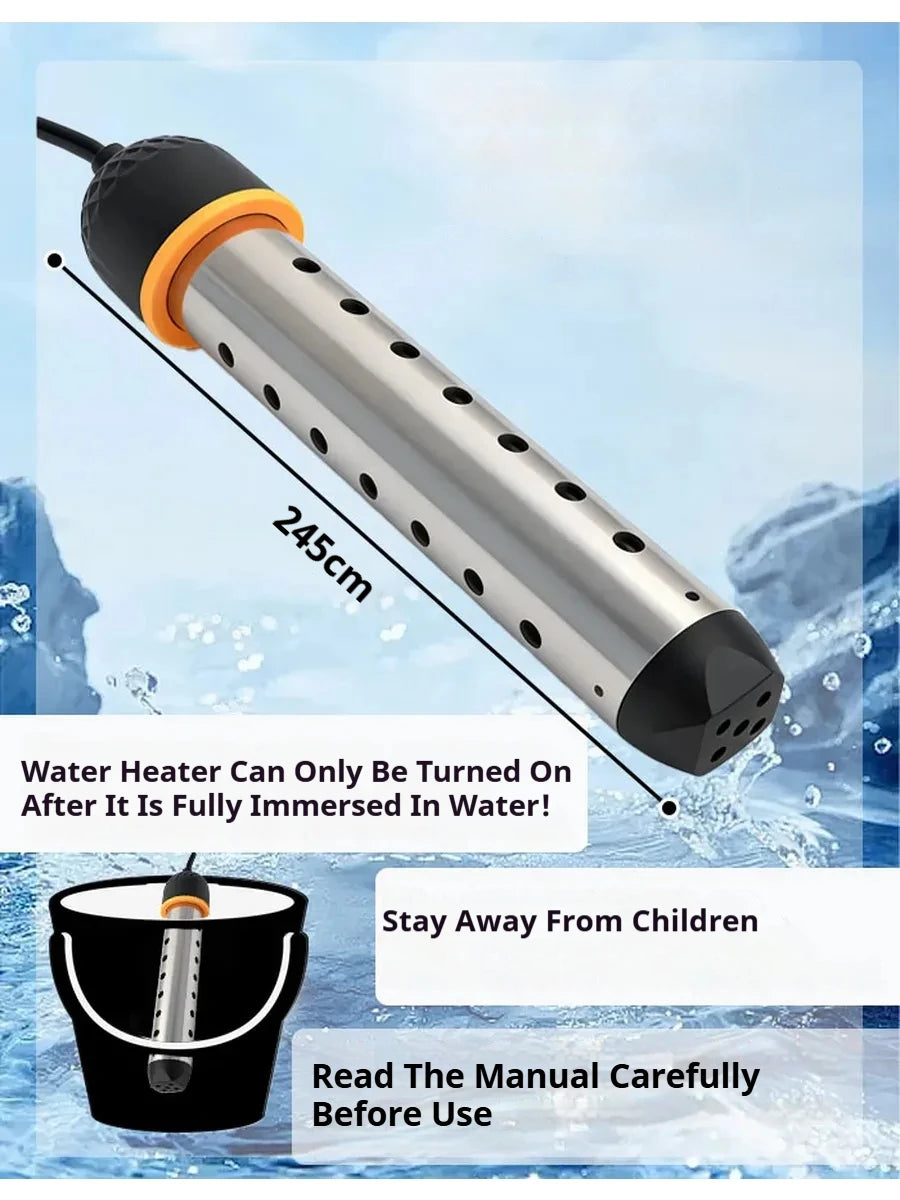 YTYIN 2500W Portable Immersion Water Heater 220V Pool & Bath Immersion Water Heater SWANS Black 1300W EU