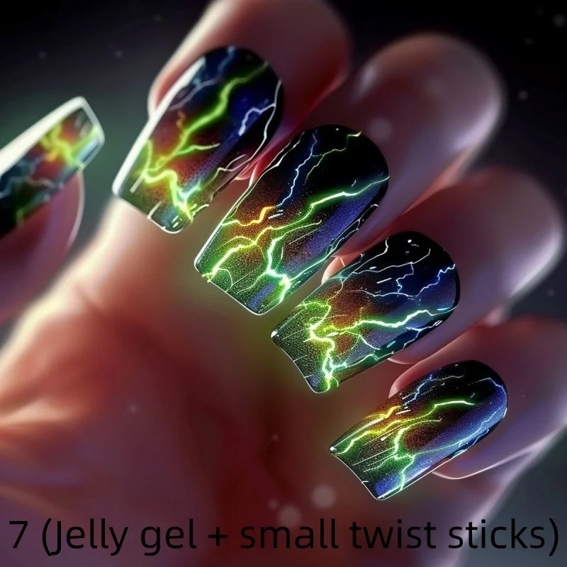 SWANS Green Lightning Press-On Nails Mid-Length Square 24pc Press-On Nails SWANS 7