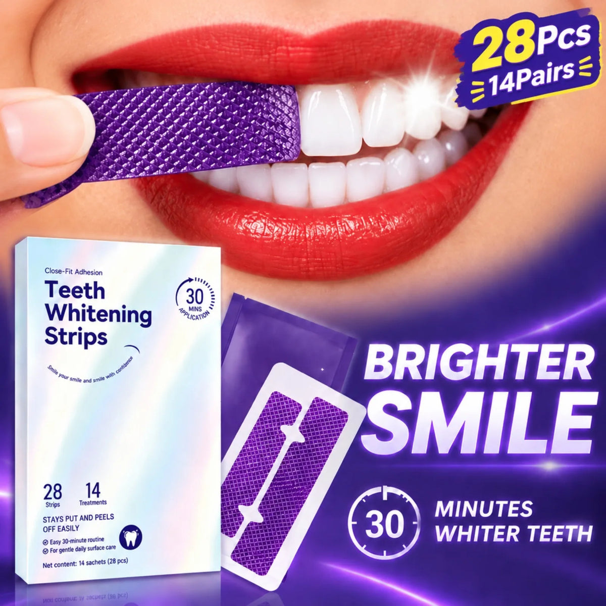 PAP+ Teeth Whitening Strips 28 Pcs | Sensitive Gums Safe Teeth Whitening Strips SWANS