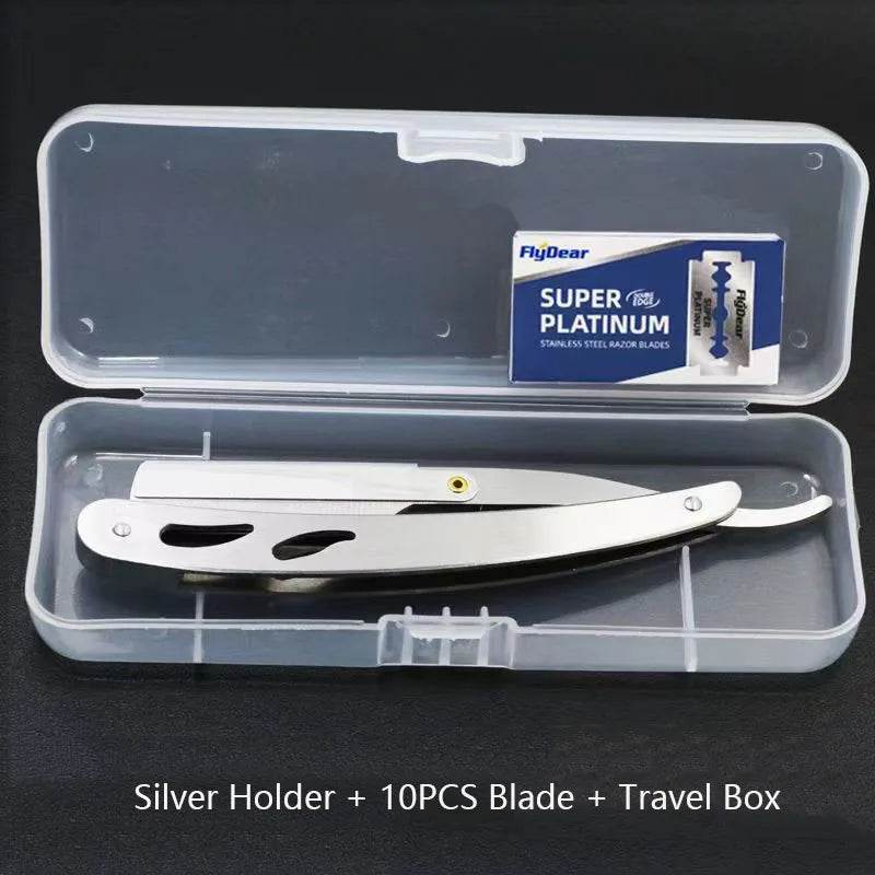 Yunchi Folding Barber Razor – Stainless Steel Men's Shaver Folding Barber Razor SWANS Brown