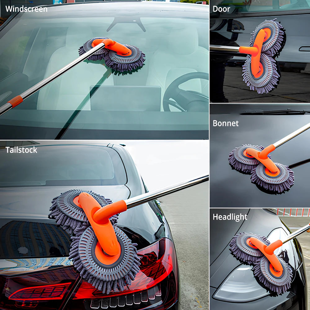 HVIERO Microfiber Car Wash Mop – Long Handle 360° Brush Car Wash Mop SWANS