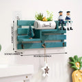 Wooden Wall Mounted Key Holder – No-Drill Entryway Rack Wall Key Organizer SWANS Blue