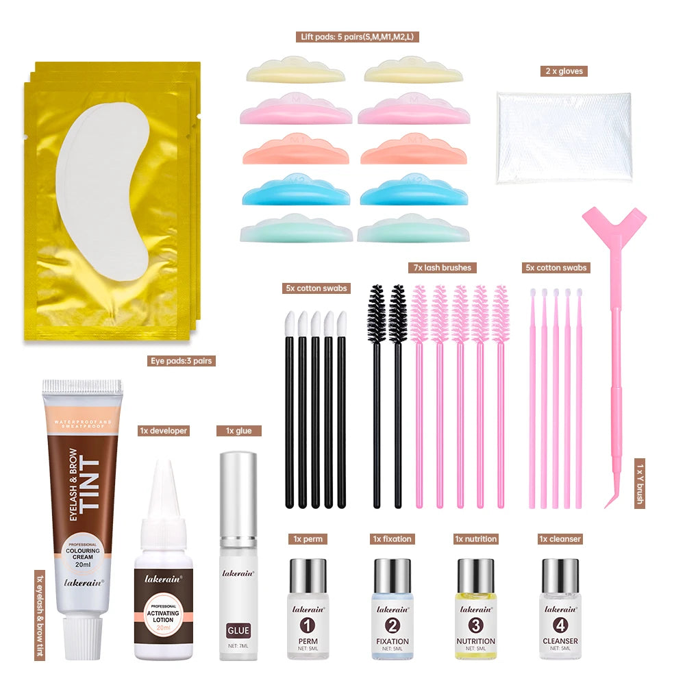 Lakerain Lash Lift & Tint Kit – Brow Lamination 2 Colors Lash Lift Tint Kit SWANS