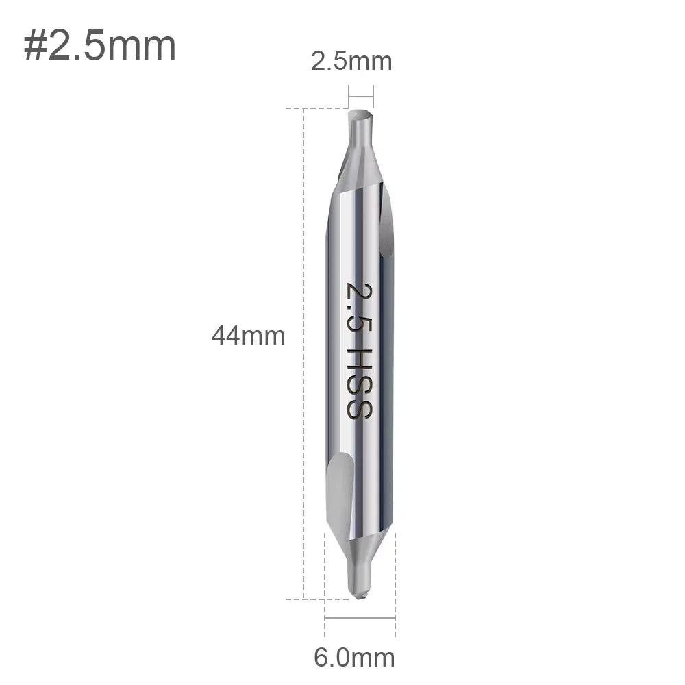 HSS Center Drill Bits 60° – 1mm to 6mm Metal Drilling Set Center Drill Bit SWANS 2.5mm