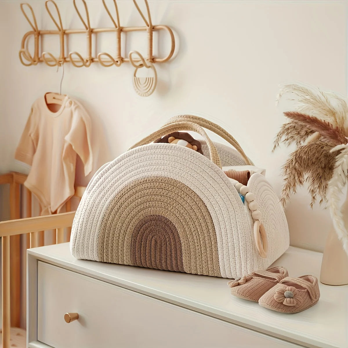 Cotton Rope Diaper Caddy Organizer – Large Baby Nursery Basket Diaper Caddy Organizer SWANS
