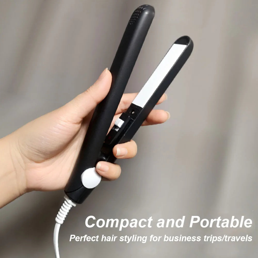 YIBER Mini Ceramic Hair Straightener & Curler – Portable Flat Iron Hair Straightener SWANS