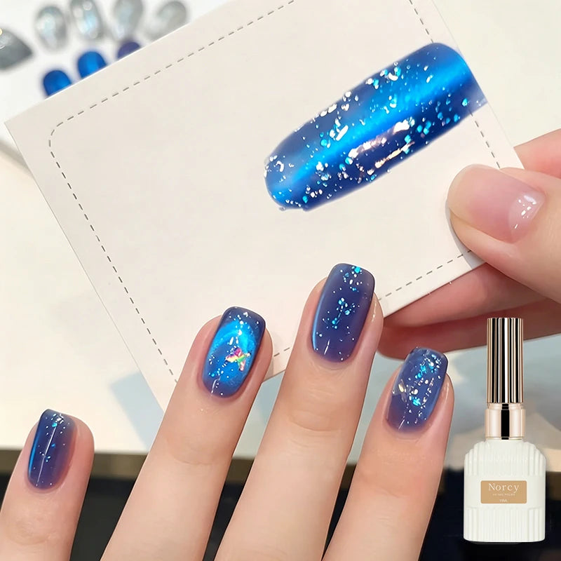 Magnetic Cat Eye Gel Nail Polish UV/LED Glass Bead 15ml Gel Nail Polish SWANS Blue-1pcs