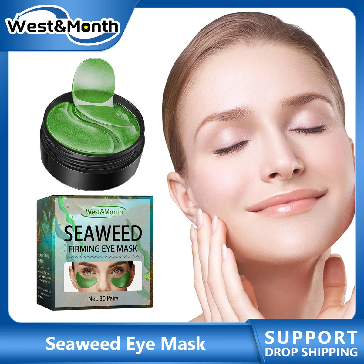 West Month Seaweed Eye Mask – Moisturizing Gel Patches 60pc Eye Gel Patches SWANS