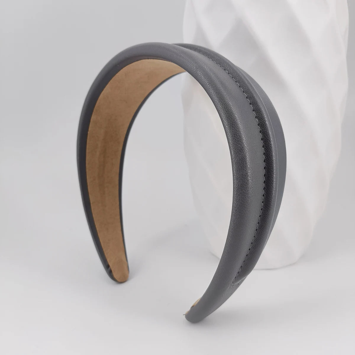 Retro Layered Leather Headband with Clip for Women Hair Headband SWANS 1 pc grey