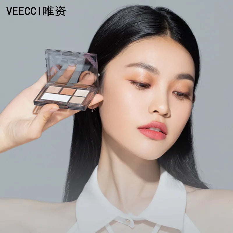 Veecci 5-Shade Eyeshadow Palette – Matte & Shimmer Earth Tones Eyeshadow Palette SWANS