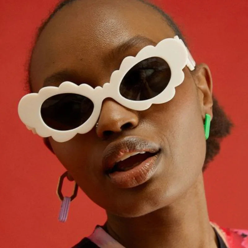 Y2K Big Frame Flower Sunglasses UV400 Punk Shades Women Fashion Sunglasses SWANS