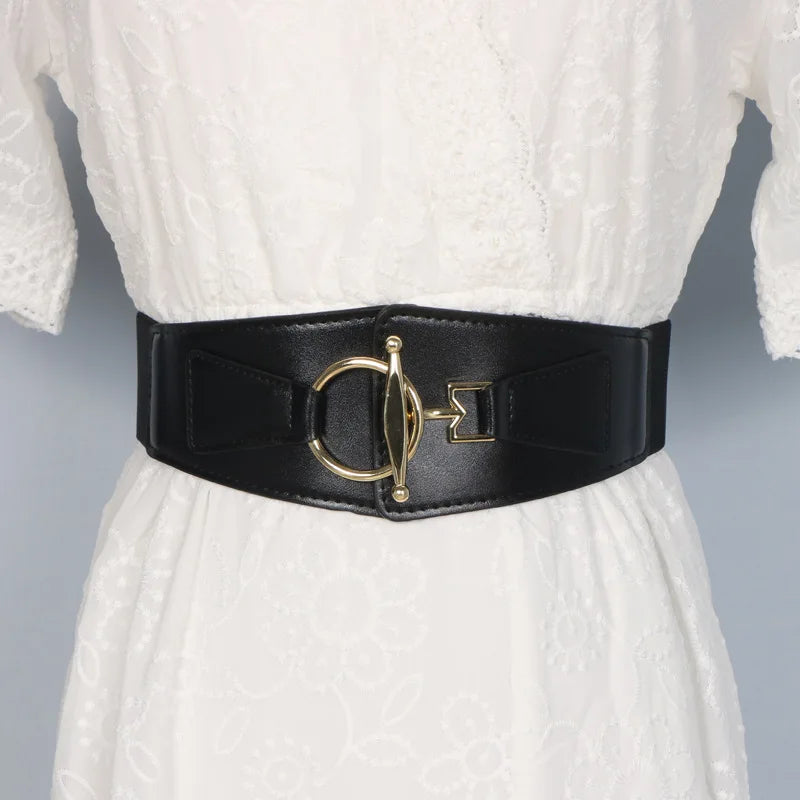 Women's Wide PU Leather Corset Belt Cummerbund | FAITOLAGI Corset Waist Belt SWANS