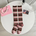Women's Pink Stripe Knee-High Socks – Cotton Fashion Stockings Knee-High Socks SWANS A One Size