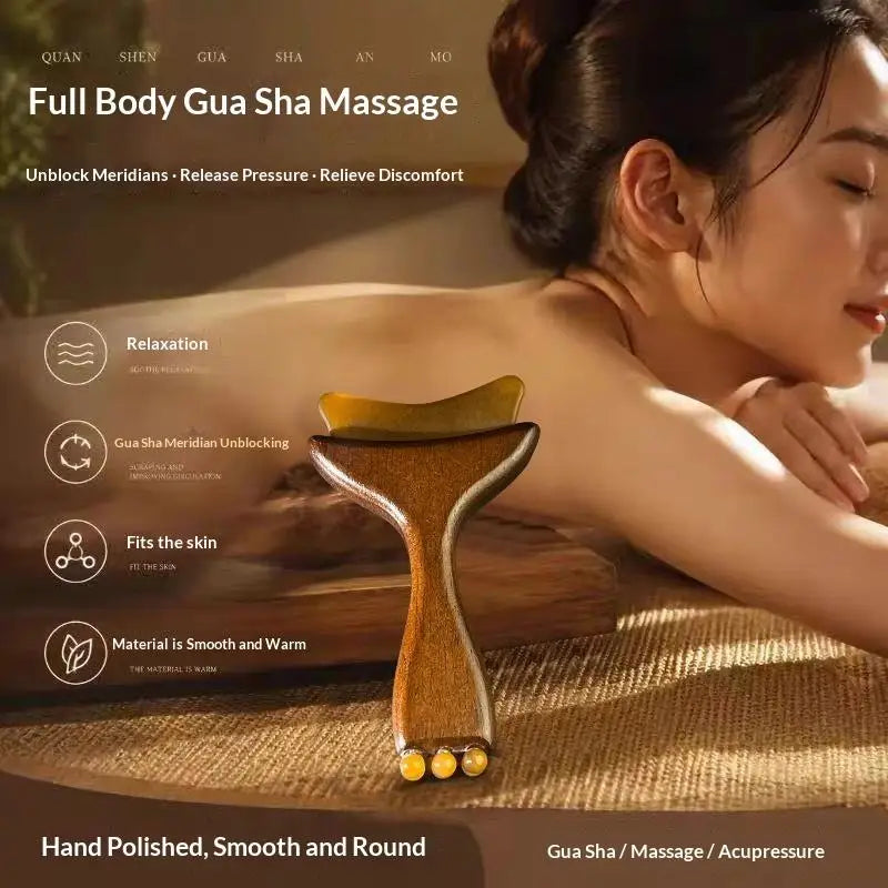 Gua Sha Facial Massage Board with Beads – Face Neck & Body Gua Sha Massage Tool SWANS