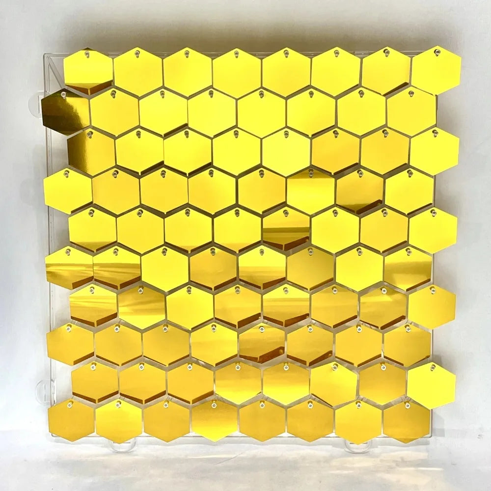 Glitter Sequin Backdrop Hexagon Panel – Silver & Gold 30x30cm Party Backdrop Panel SWANS