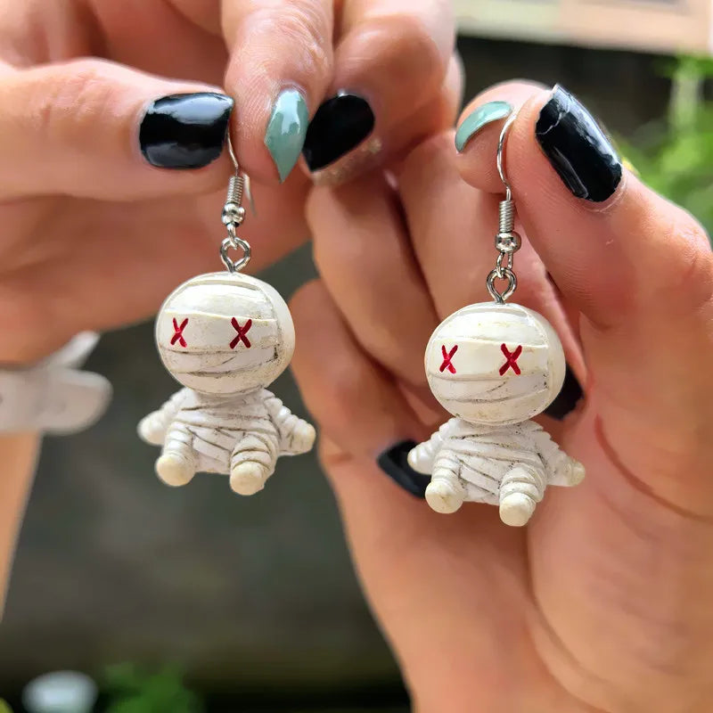 Halloween Mummy Pumpkin Skeleton Resin Dangle Earrings Resin Dangle Earrings SWANS Style 5